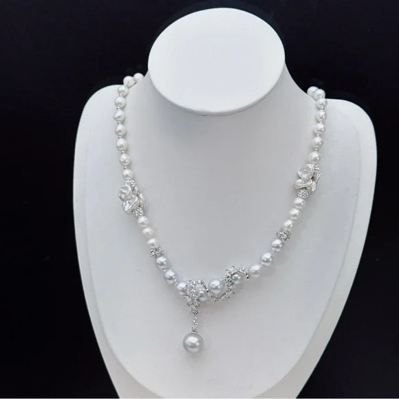 X483 Handmade Akoya Sea Pearl Freshwater Baroque Pearl Necklace